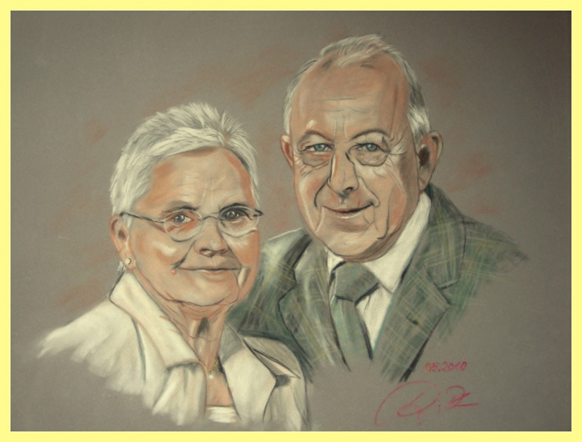 Großeltern - Portrait von Petra Rick 2010 - Pastell